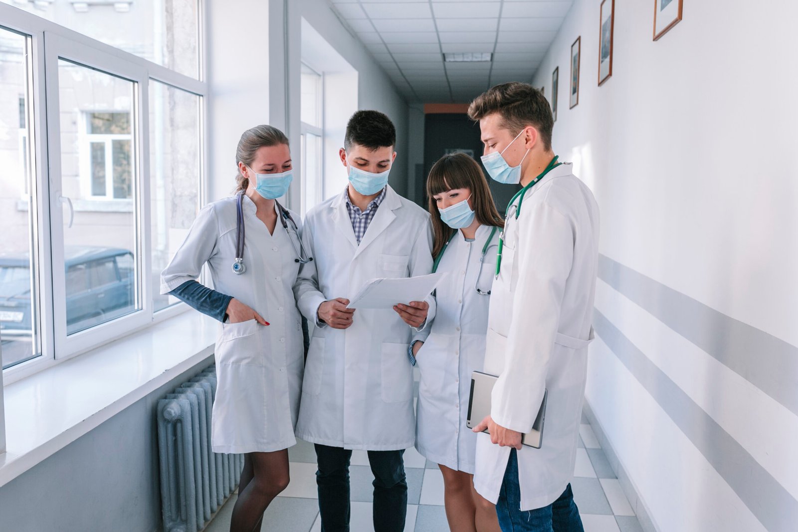 medics masks with papers