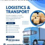 Blou en Wit Moderne Logistiek- en Vervoerdienste-pamflet